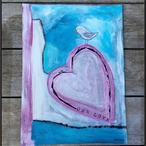 Original One Love Bird Painting 11” x 15” - Picture 4 of 5